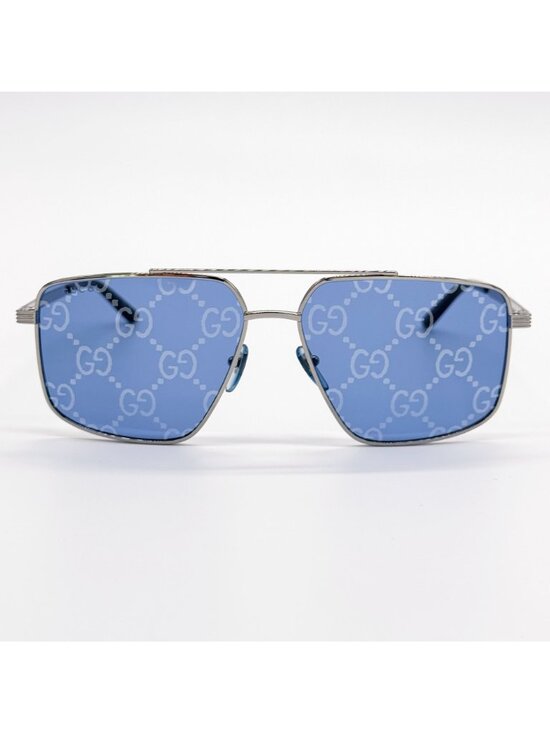 New Gucci Blue Silver Pilot Frame Sunglasses GG0941S 004 main image 6